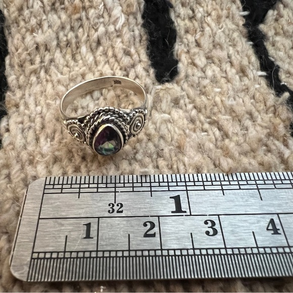❤️ Mystic Topaz Teardrop Sterling Silver Bohemian Ring Size 6 - Picture 10 of 16